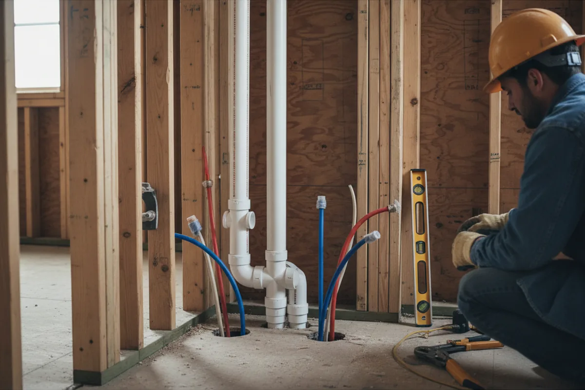 Drain and supply rough-in during Sump Pump Repair in Orland