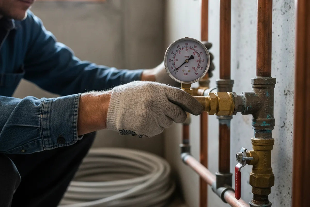 Pressure testing a repaired line during Water Line Repair in Orland
